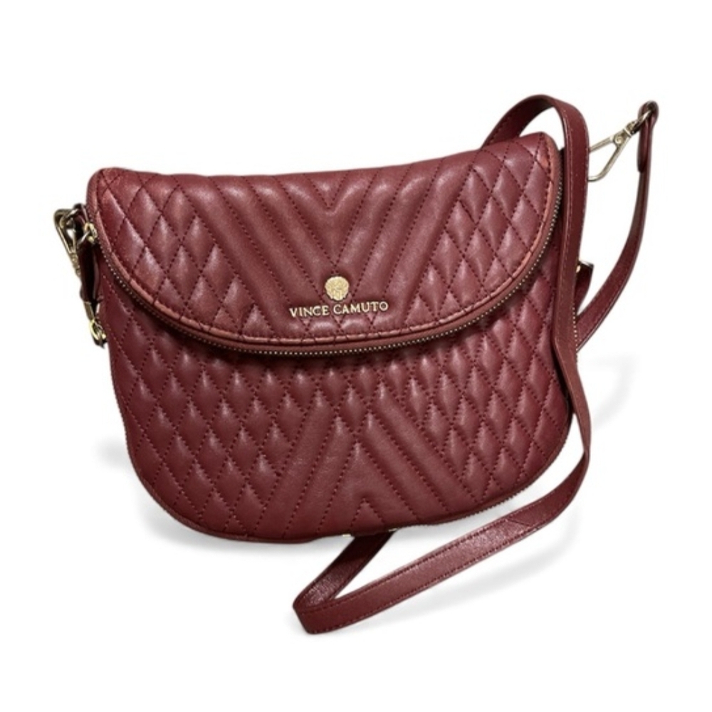 Vince Camuto Maroon Quilted Crossbody Bag